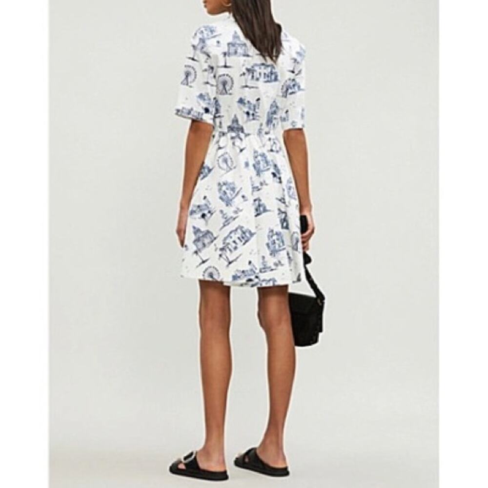 Maje Rapomi white shirt dress paris Print short sleeve Dress FR 40 US 8 - Picture 6 of 14